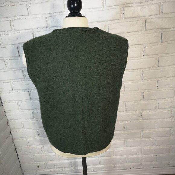 Jessica Sport Ladies Size Medium Vintage Made in Hong Kong Green Wool Vest - Picture 2 of 7